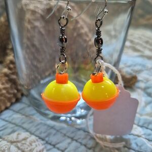Vibrant Yellow and Orange Bobber Earrings